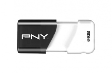 Memoria USB PNY Compact Attaché, 64GB, USB 2.0, Negro/Blanco 