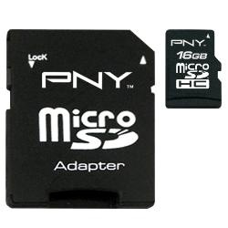 Memoria Flash PNY, 16GB microSDHC Clase 4, con Adaptador 