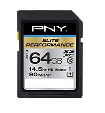 Memoria Flash PNY Elite Performance, 64GB SDXC UHS-I Clase 10, Lectura 90 MB/s 
