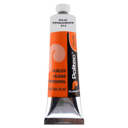 Politec Pintura Acrílica para Arte, 60ml, Rojo Permanente, No. 913 