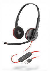 Poly Audífonos Blackwire 3225, Alámbrico, DECT, USB-A, Negro 