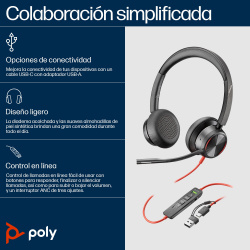 Poly Audífonos Blackwire 8225, Alámbrico, USB  