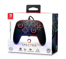 PowerA Gamepad Spectra, Alámbrico, Negro, para Nintendo Switch 