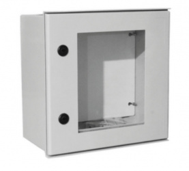 Precision Gabinete de Poliéster para Exteriores, 40 x 40 x 20cm, Gris/Transparente 