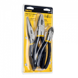 Pretul Juego de Pinzas de Punta/Corte/Electricista JGO-PIN-3B, 3 Piezas, Amarillo/Negro 