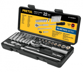 Pretul Estuche de Herramientas para Mecánico JD-1/4X22MM-P, 22 Piezas, Cromado 