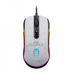 Mouse Gamer Primus Ergonómico Óptico PMO-S203AT AHSOKA, Alámbrico, USB, 12400DPI, Blanco 