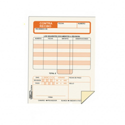 Printaforma Contra-Recibo Original y Copia, 1/4 Carta, 25 Hojas 
