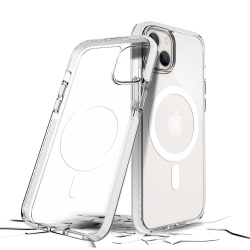 Prodigee Funda Magneteek con MagSafe para iPhone 14, Blanco/Transparente 