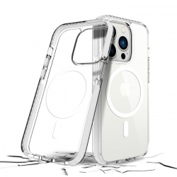 Prodigee Funda Magneteek con MagSafe para iPhone 14 Pro, Blanco/Transparente 