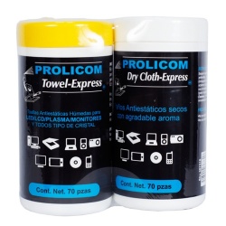 Prolicom Paños Humedos TOWEL-70, para Pantallas LCD/TFT/Plasma, 2 Piezas 