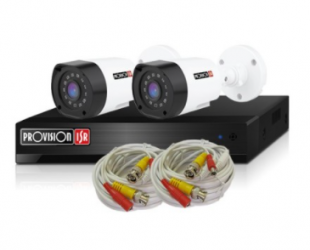 Provision-ISR Kit de Vigilancia PR-2AHD-CC de 2 Cámaras CCTV Bullet y 4 Canales, con Grabadora y Cables 
