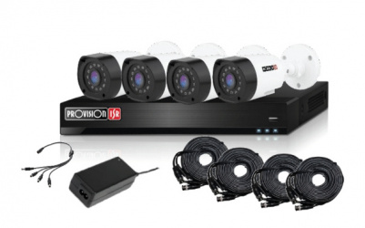Provision-ISR Kit de Vigilancia PR-4AHD-CC de 4 Cámaras CCTV Bullet y 4 Canales, con Grabadora y Cables 