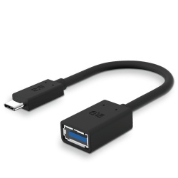 PureGear Cable USB C Macho - USB A Hembra, 12cm, Negro 