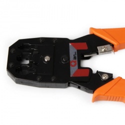 Qian Pinza Crimpeadora QAP-37401, RJ-11/RJ-12/RJ-45, Negro/Naranja 
