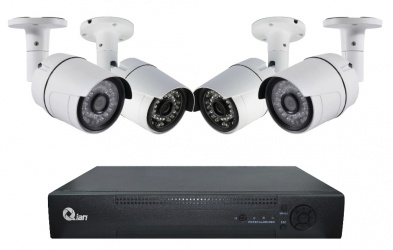Qian Kit de Vigilancia YAO de 4 Cámaras CCTV Bullet y 4 Canales, con Grabadora DVR 