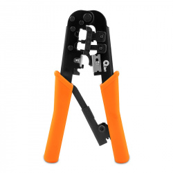 Qian Pinza Ponchadora QYZ-042CT, RJ-11/RJ-45, Negro/Naranja 