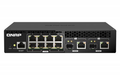 Switch QNAP QSW-M2108R-2C, 8 Puertos 100/1000/2500 + 2 Puertos SFP+, 80Gbit/s, 16.000 Entradas - Administrable 