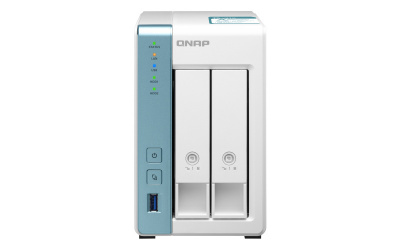 QNAP TS-231K NAS de 2 Bahías, Annapurna Labs AL214 1.70GHz, USB 3.0, Blanco/Turquesa ― no Incluye Discos Duros 
