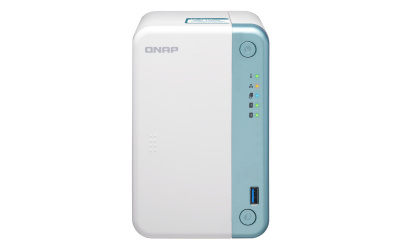 QNAP TS-251D-2G NAS de 2 Bahías 3.5'', Intel Celeron J4025 2.0GHZ, 2GB DDR4, SATA, Tower, 5x USB 2.0/3.2 Blanco/Azul ― Incluye 1 Disco 
