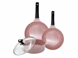 Queen Sense Batería de Cocina Sweet Cherry, Cerámico, Antiadherente, 3 Piezas 