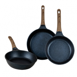 Queen Sense Sartén Zafiro Pro, 3 Piezas, Antiadherente, Aluminio, Azul  