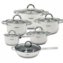 Queen Sense Batería de Cocina SOA009-00, Acero Inoxidable, 12 Piezas 