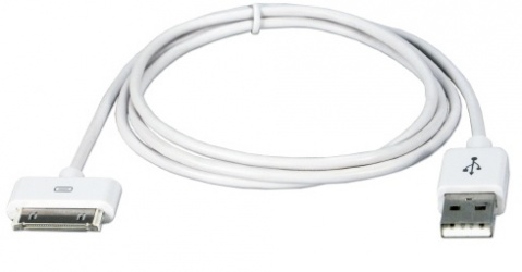 QVS Cable USB A Macho - Apple 30-p Macho, 1.5 Metros, Blanco, para iPhone/iPod/iPad 