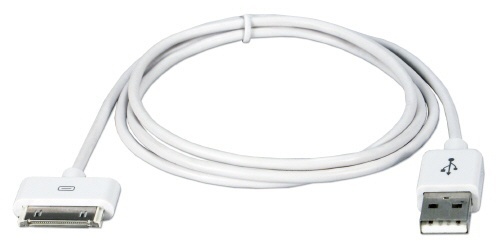 QVS Cable USB A Macho - Apple 30-p Macho, 1 Metro, Blanco, para iPhone/iPod/iPad 