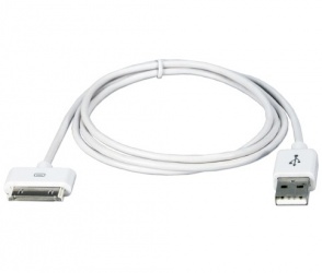 QVS Cable USB A Macho - Apple 30-p Macho, 2 Metros, Blanco, para iPhone/iPod/iPad 