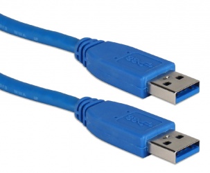 QVS Cable USB A Macho - USB A Macho, 90cm, Azul 