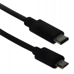 QVS Cable USB C Macho - micro USB B Macho, 2 Metros, Negro 