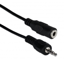 QVS Cable AUX 3.5mm Macho - 3.5mm Hembra, 7.6 Metros, Negro 