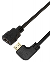 QVS Cable HDMI Macho - HDMI Hembra, Ángulo Derecho, 15cm, Negro 
