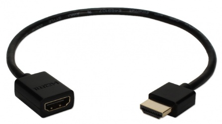 QVS Cable HDXT-1F HDMI Macho - HDMI Hembra, 30cm, Negro 