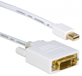 QVS Cable mini DisplayPort Macho - DVI Macho, 90cm, Blanco 