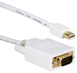 QVS Cable mini DisplayPort Macho - VGA Macho, 3 Metros, Blanco 