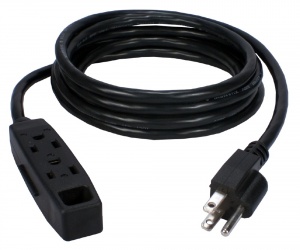 QVS Cable de Poder NEMA 5-15P - NEMA 5-15R, 7.6 Metros, Negro - 2 Piezas 