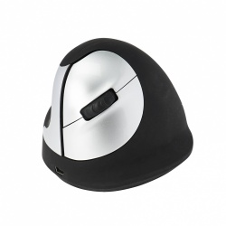 Mouse Ergonomico R-Go Tools Óptico R-Go HE, Alámbrico, USB, Izquierdo, Negro/Plata 