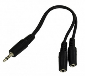 Radox Cable 3.5mm Macho - 2 x 3.5mm Hembra, 0.2 Metros, Negro 