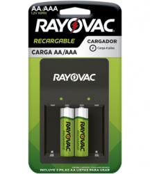 Rayovac Cargador PS1322LA para 4 Pilas AA/AAA - Incluye 2 Pilas AA 