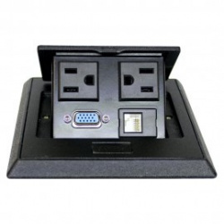 Redleaf Caja de Conectividad para Escritorio PT602B, 2 Contactos, 1x VGA, 1x RJ-45 