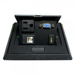Redleaf Caja de Conectividad para Escritorio PT605B, 1 Contacto, 1x HDMI, 1x VGA, 1XRJ-45, 1x USB 