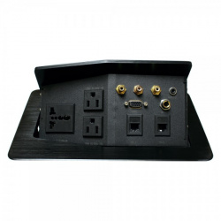 Redleaf Caja de Conectividad para Escritorio RED-PT502, 3 Contactos, 1x VGA, 3X RCA, 2x RJ-45 