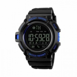 Redlemon Smartwatch Skmei 1245, Touch, Bluetooth, Android/iOS, Negro/Azul - Resistente al Agua 