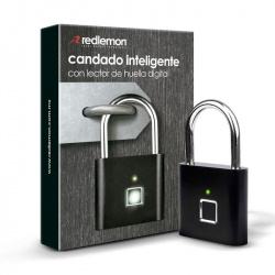 Redlemon Candado de Huella Digital de Batería Recargable, 10 Huellas, Negro 