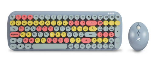 Kit de Teclado y Mouse Redlemon Retro Vintage, Inalámbrico, USB, Azul, Español 