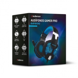 Redlemon Audífonos Gamer G2500, Alámbrico, 2.1 Metros + 1.5 Metros de Extensión, 3.5mm, Negro/Azul 