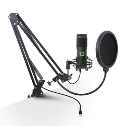 Redlemon Micrófono 82076, Alámbrico, USB, 2200 Ohmios 