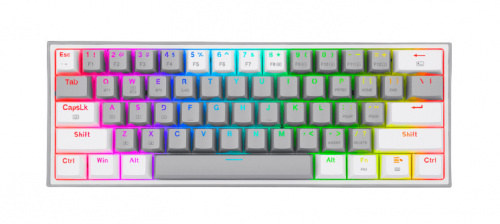 Teclado Gamer Redragon Fizz Pro K616 RGB, Teclado Mecánico, Red Switch, Inalámbrico, RF + Bluetooth, Gris/Blanco (Inglés) 